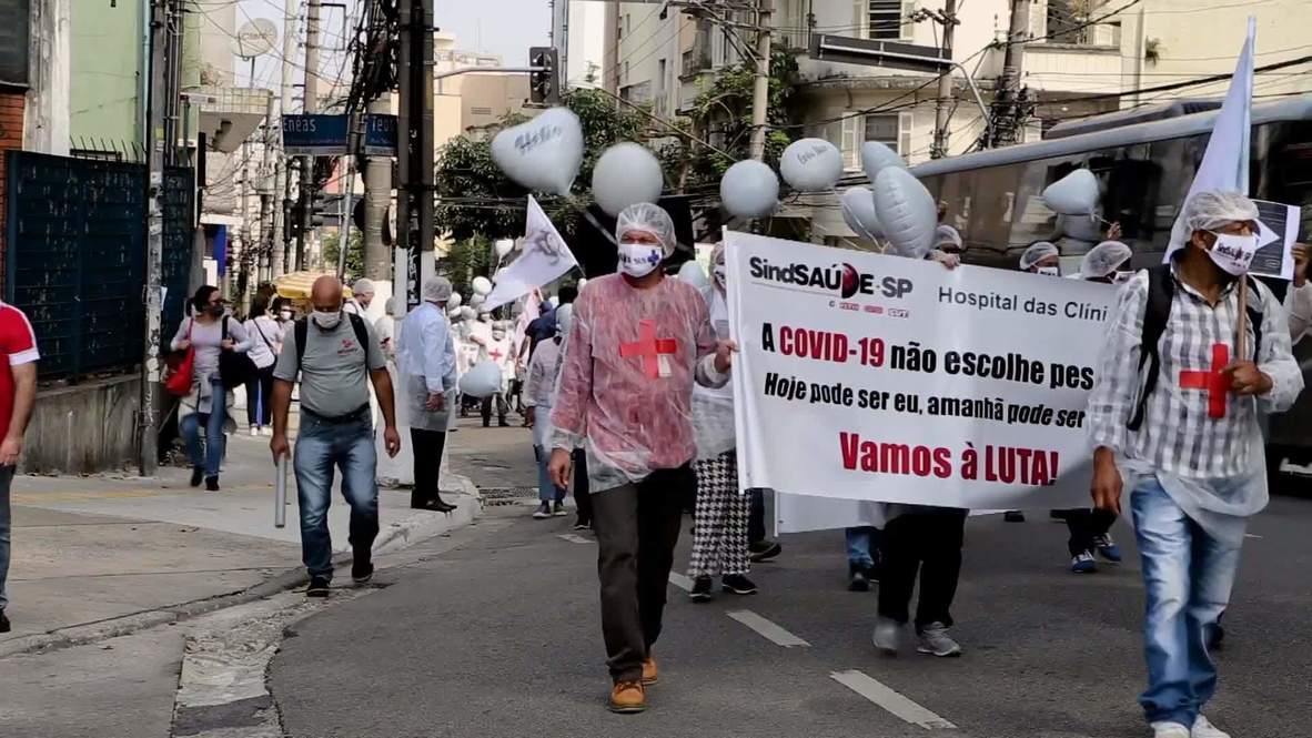 Brasil: Trabajadores de la salud de Sao Paulo protestan por muertes de colegas contagiados de covid-19