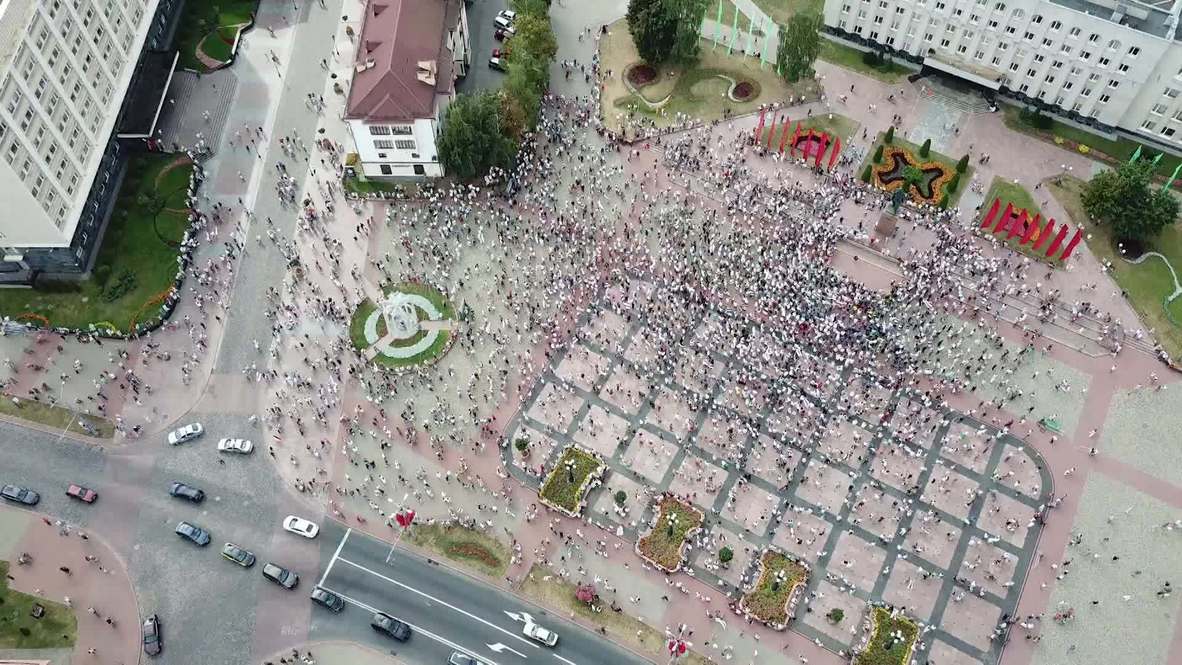 Bielorrusia: Miles de personas se manifiestan en contra de Lukashenko en Grodno *IMÁGENES AÉREAS*