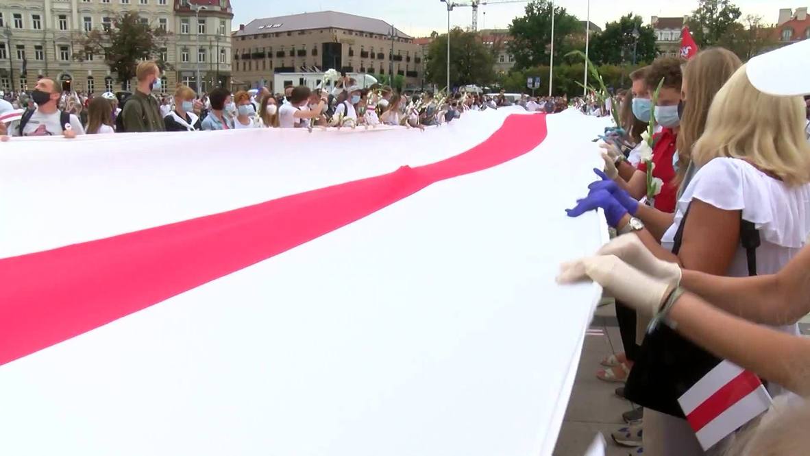 Activists across the Baltics form ‘human chain’ in support of Belarusian opposition