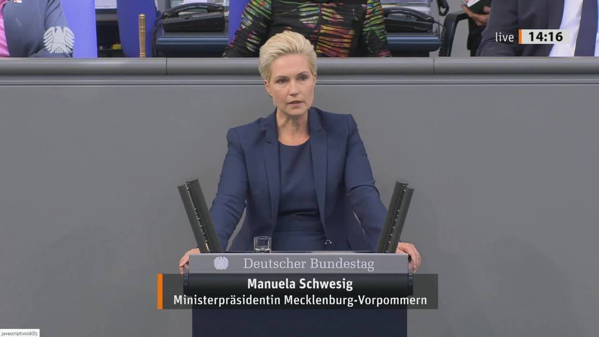 Germany: Mecklenburg-Vorpommern leader attacks Greens over Nord Stream opposition in Bundestag