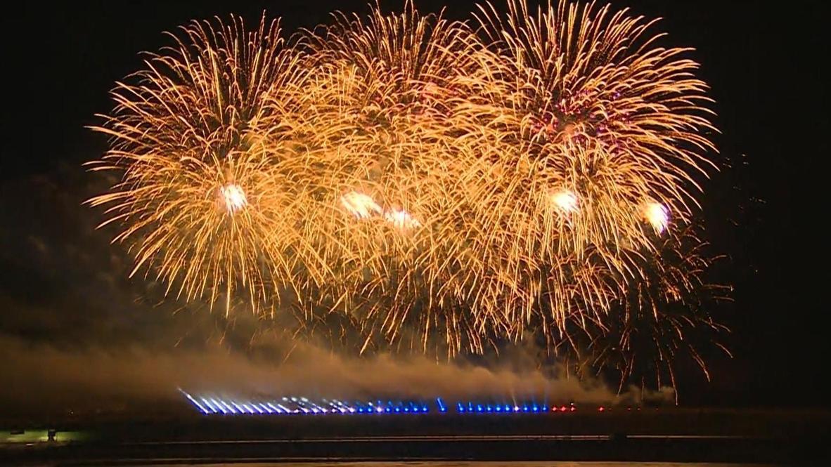 Russia: Colourful fireworks light up Moscow's sky as part of 'Rostec' pyrotechnic show