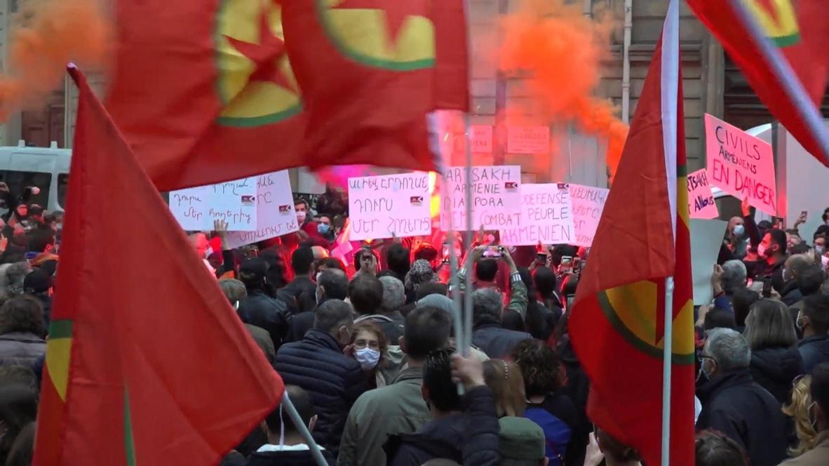 Франция: Митинг в поддержку Армении прошел перед посольством Азербайджана в Париже