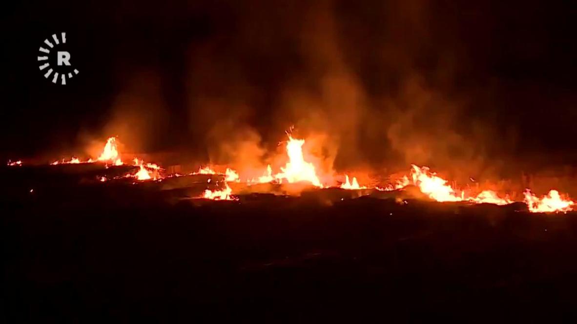 Irak: Área junto a una zona militar estadounidense acaba en llamas tras una taque con cohetes cerca de Erbil