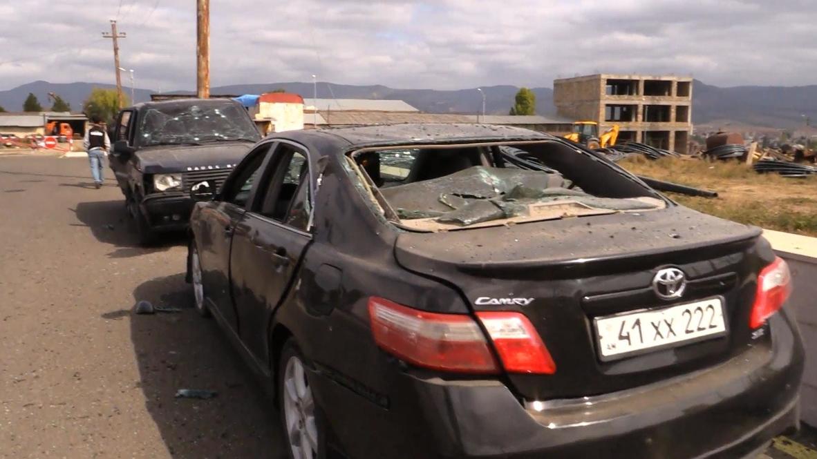 Nagorno-Karabakh: Buildings, cars damaged in Stepanakert after shelling