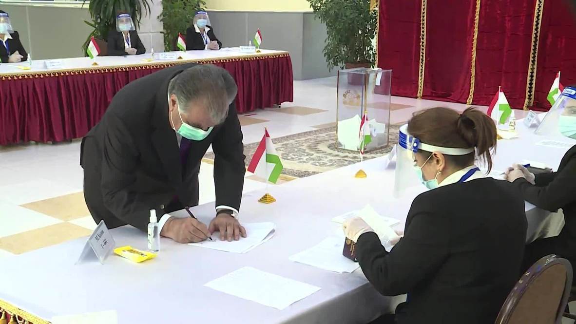 Tajikistan: Long-time leader Emomali Rahmon casts ballot in presidential election