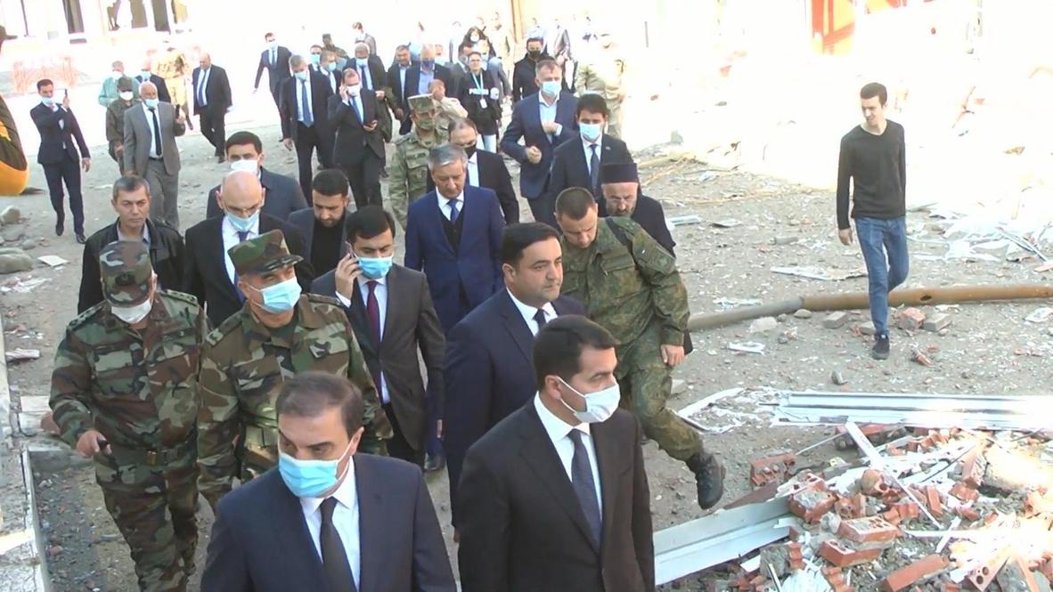 Azerbaijan: Foreign diplomats, military attaches visit Ganja after missile attack