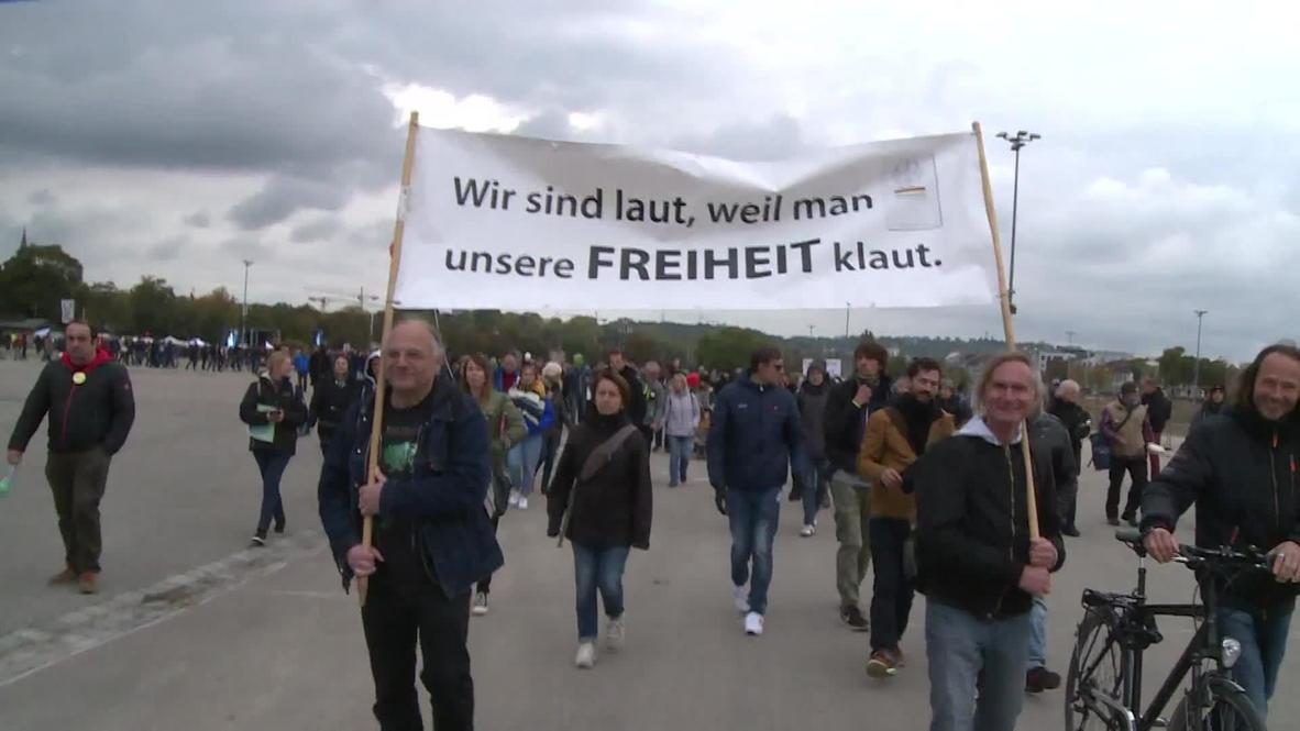 Germany: Coronavirus sceptic group Querdenken-711 rallies crowd in Stuttgart