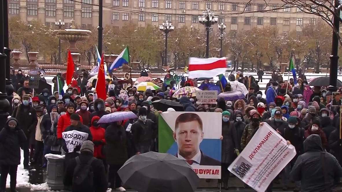 Россия: После снегопада жители Хабаровска вышли на очередную акцию в поддержку Фургала