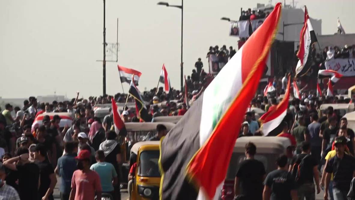 Iraq: Demonstrators rally against corruption in Baghdad on protest anniv.