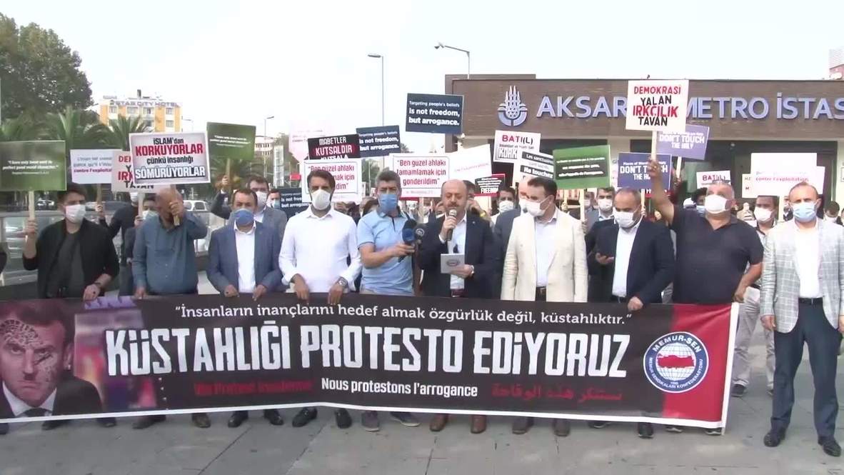 Turquía: Manifestantes protestan contra Macron en Estambul por sus comentarios sobre el Islam