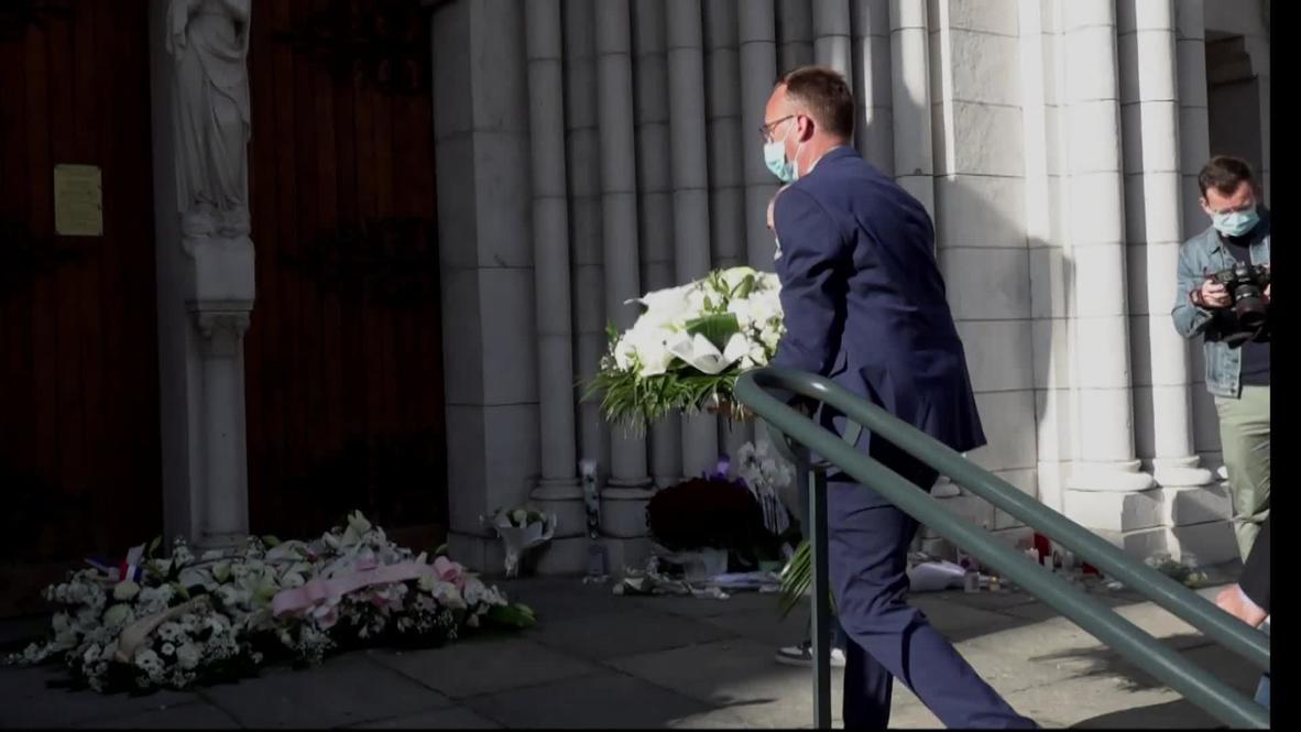 France: Nice residents and local officials pay tribute to victims at scene of church knife attack