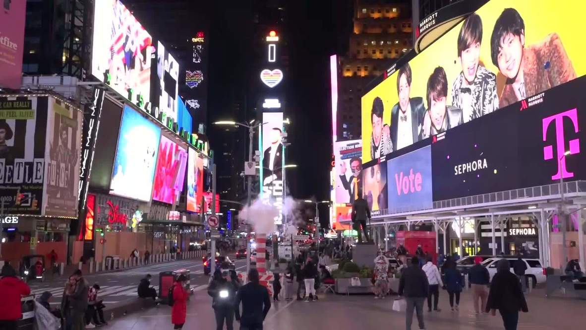 USA Voters wait for election results in NYC's Times Square Video Ruptly