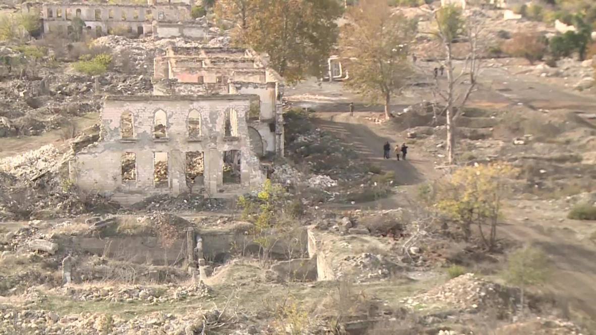 Azerbaijan: Agdam buildings in ruins following withdrawal of Armenian troops