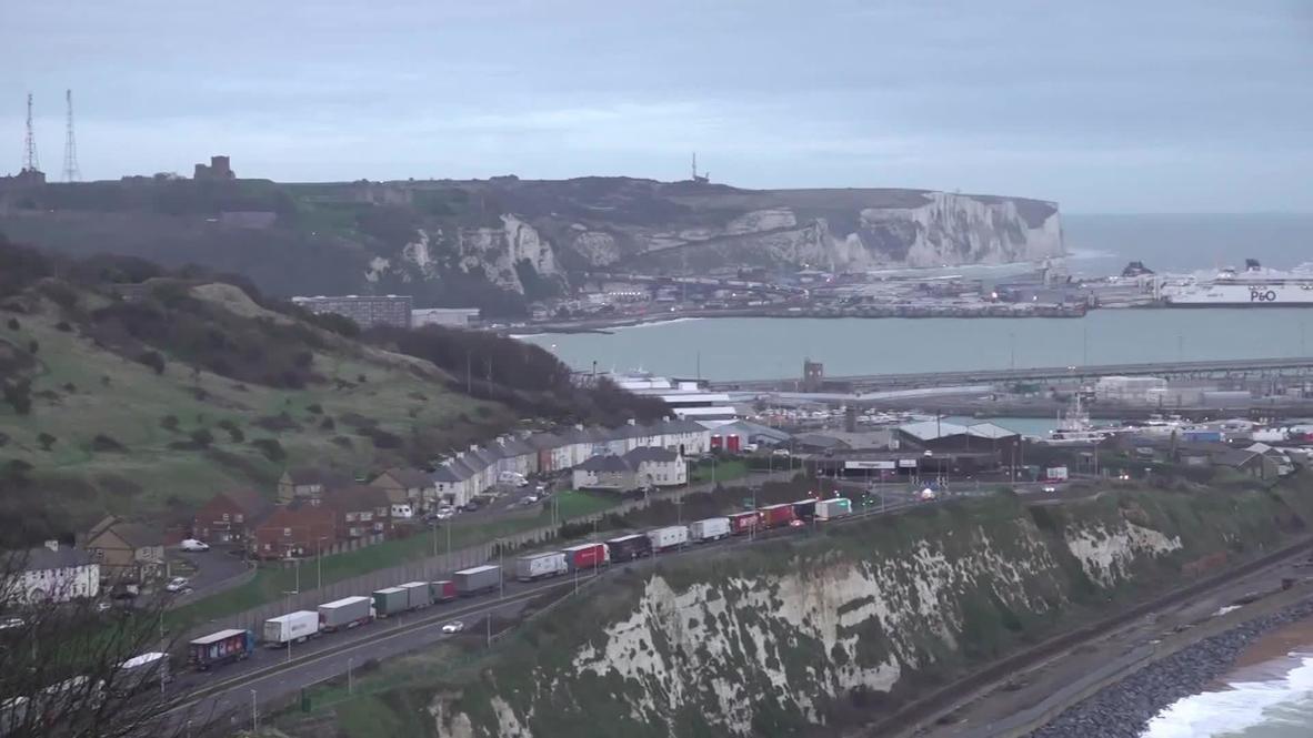 UK Hundreds of lorries remain stuck in traffic outside Dover as night