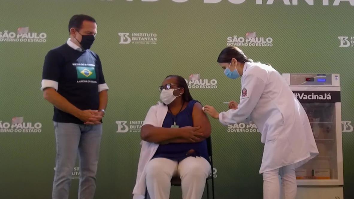 Brazil: Nurse 1st to be inoculated in country as emergency use approved for two COVID vaccines