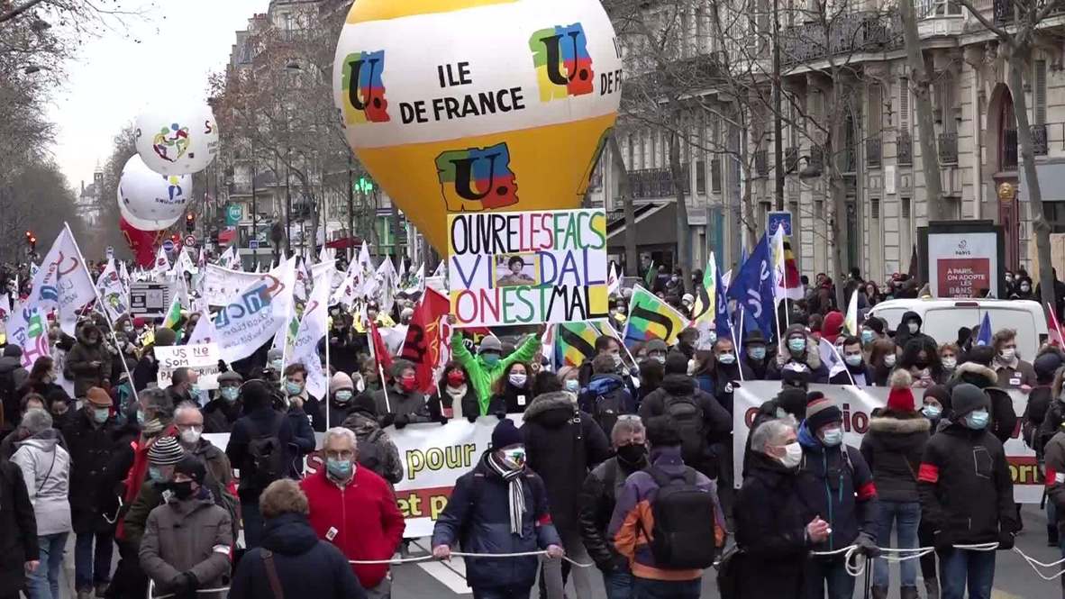 France: Students join teachers and school nurses at education strike march in Paris