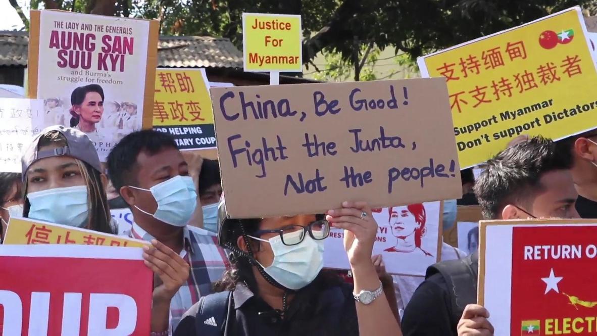 Myanmar Protesters Gather To Hold Another Anti Coup Rally Outside Brunei Embassy In Yangon Video Ruptly