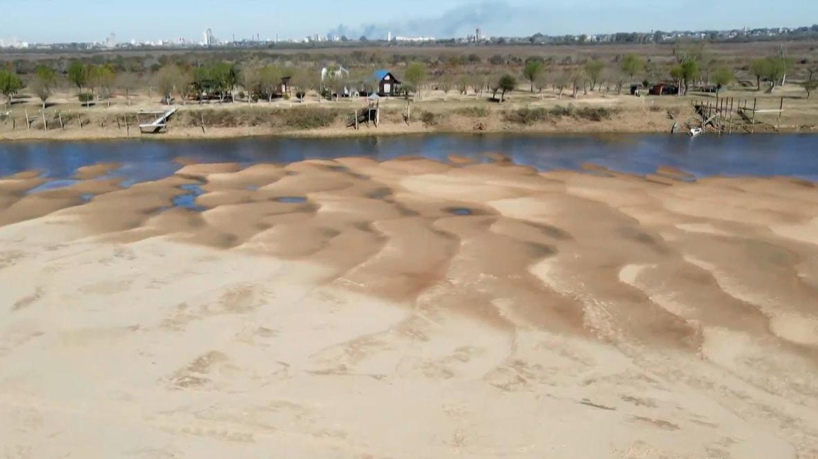 Argentina Parana river bed dries up as authorities declare 'water