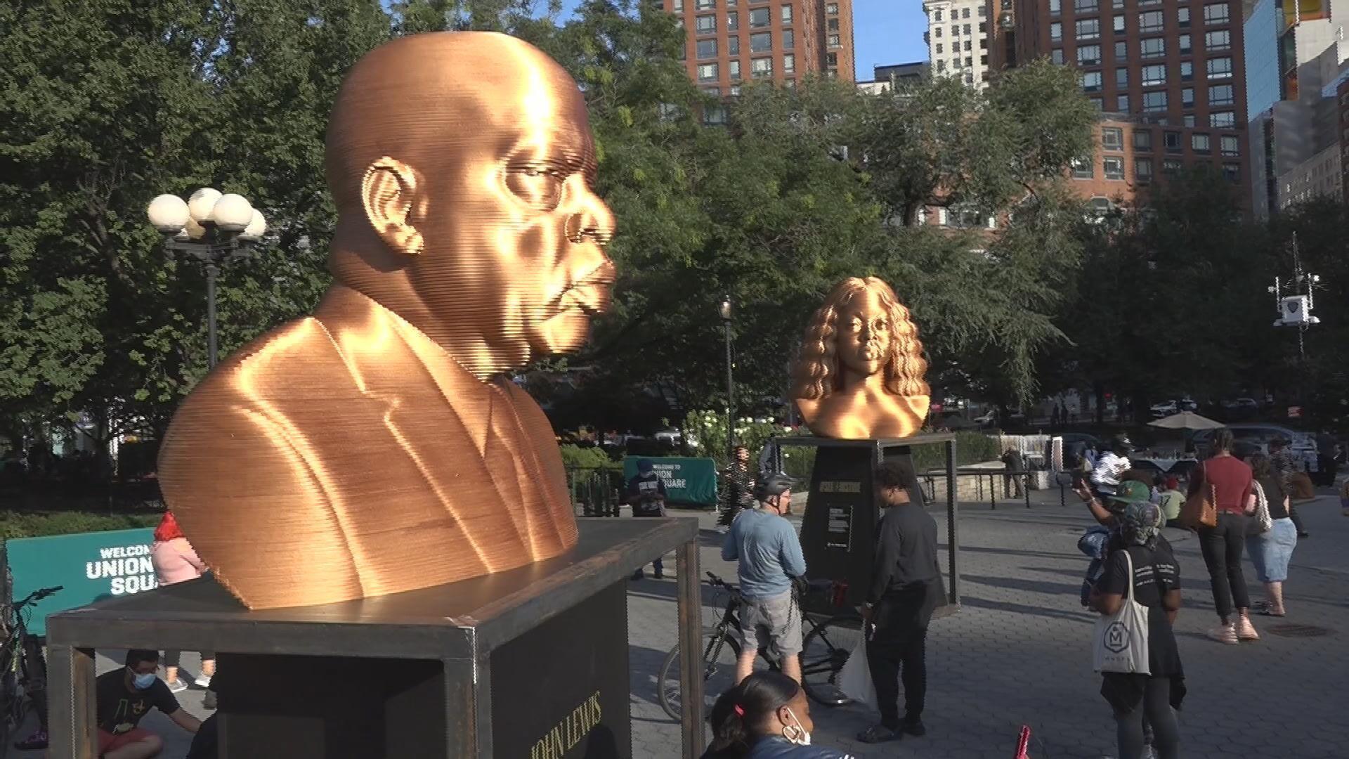 USA Golden Floyd, Breonna Taylor and John Lewis statues