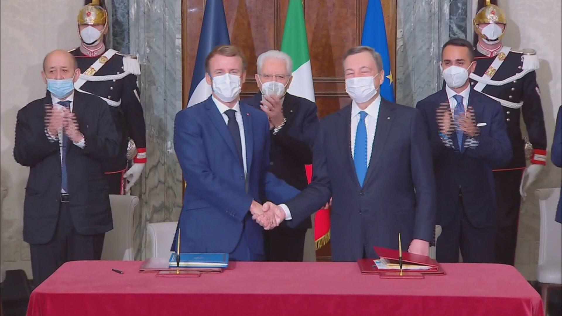 Italy Macron, Draghi sign 'Quirinal Treaty' in Rome Video Ruptly