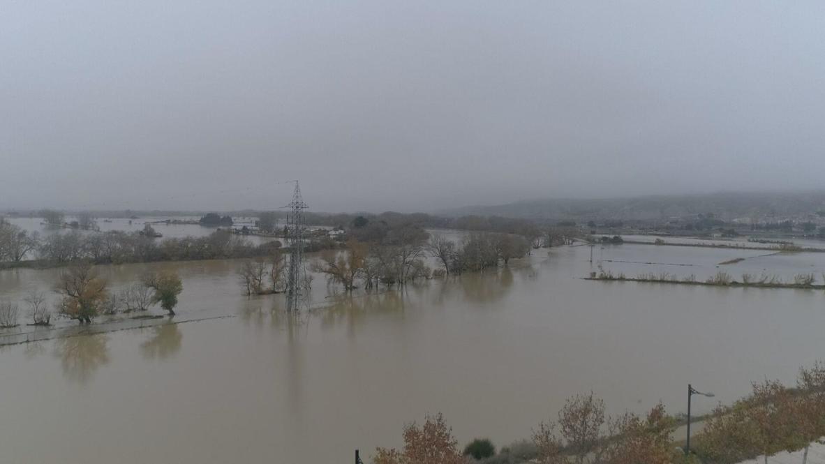Spain Drone footage captures scenery affected by Ebro flooding in
