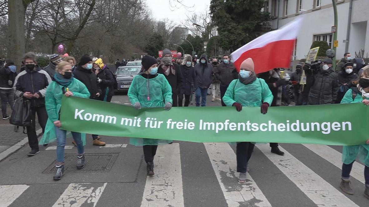 Germany Thousands protest COVID restrictions in Frankfurt Video Ruptly