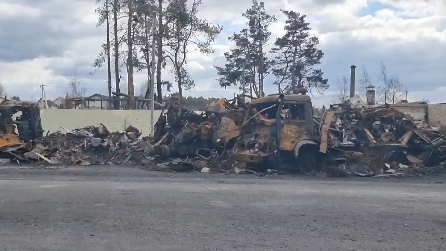 Ukraine Views Of Aftermath Of Fighting On Zhytomyr Highway Near Kiev 