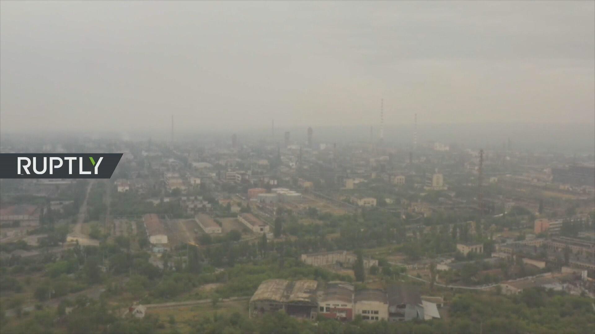 LPR Drone footage reveals Azot plant, last pocket of Ukrainian