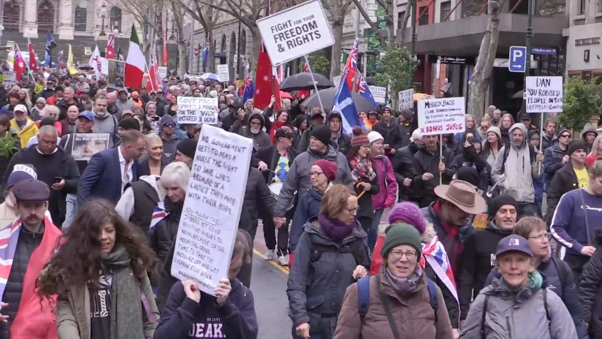 Australia: 'Freedom rallies' march in Melbourne protesting against COVID-19 mandates