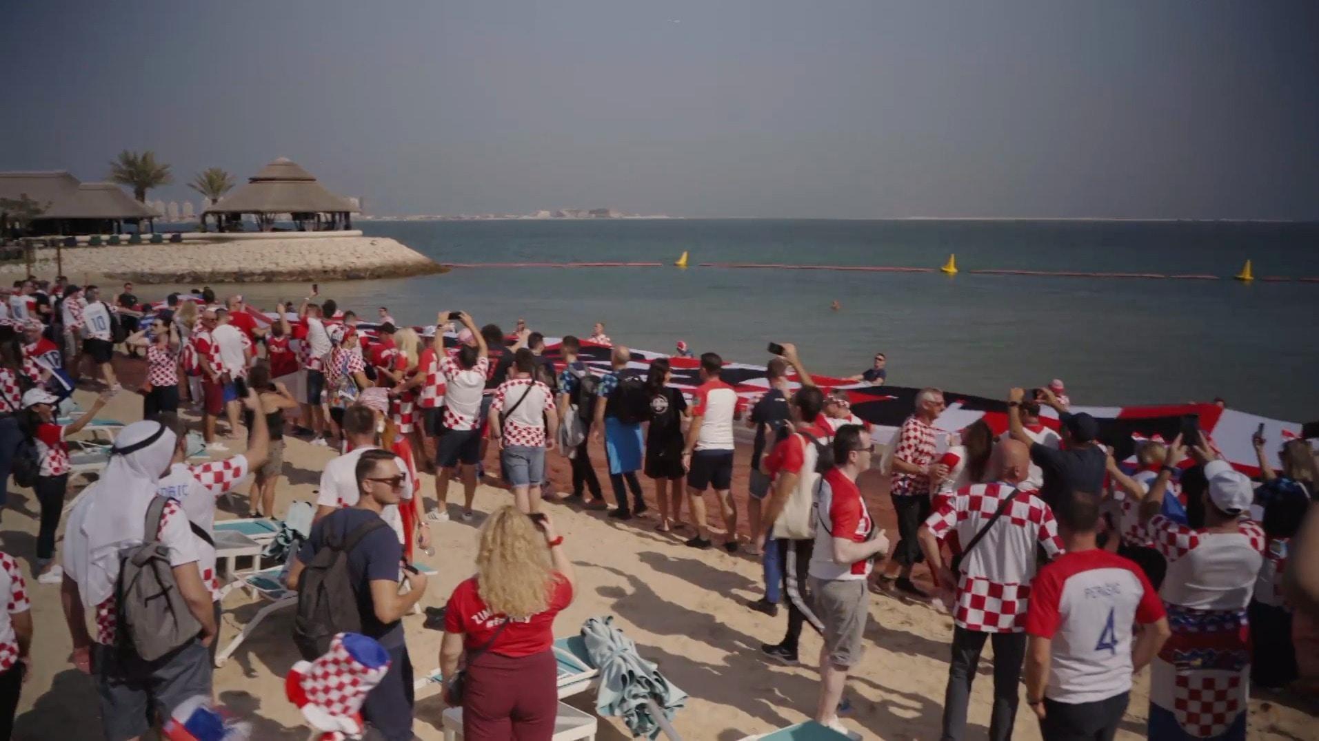 Qatar Croatian fans take part in giant 'lucky' flag ritual ahead of World Cup match with Japan
