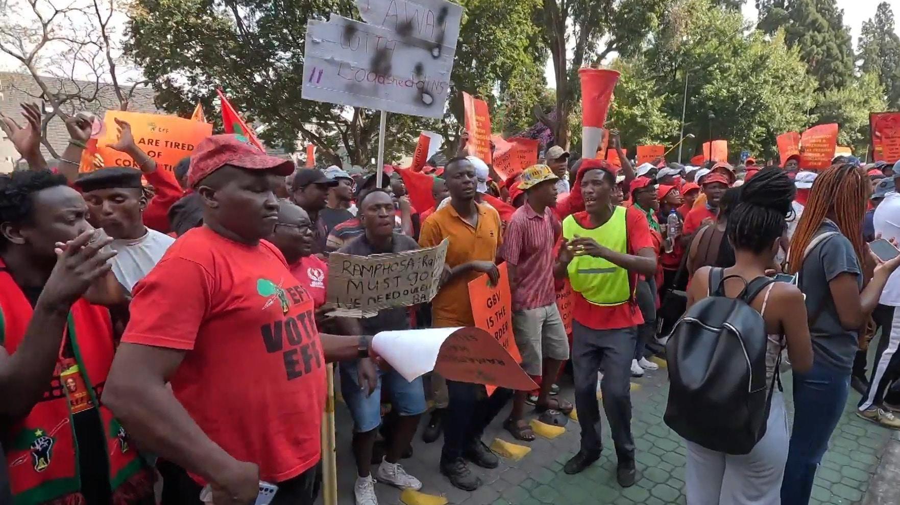 South Africa 'Remove your puppet' EFF supporters march in