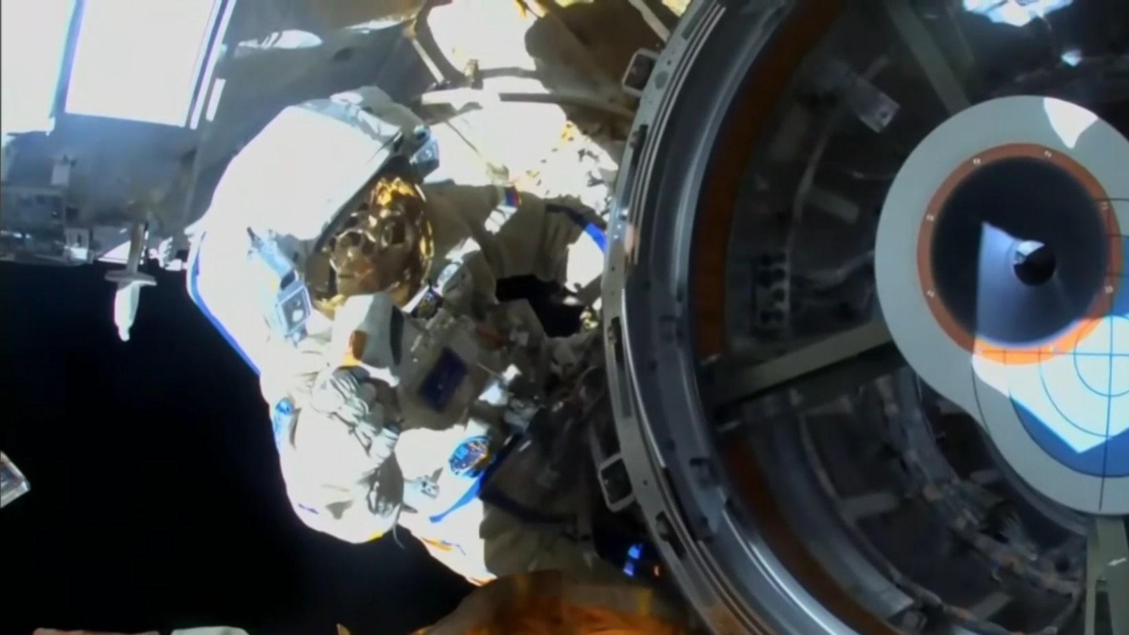 ISS Russian cosmonauts conduct spacewalk to transfer airlock to Nauka