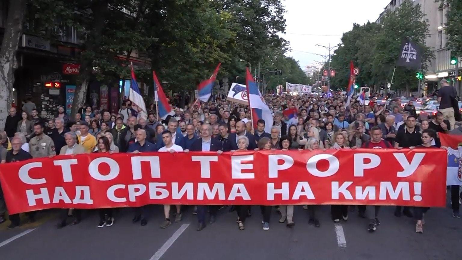 Serbia 'Support to our people' Hundreds join Belgrade rally in