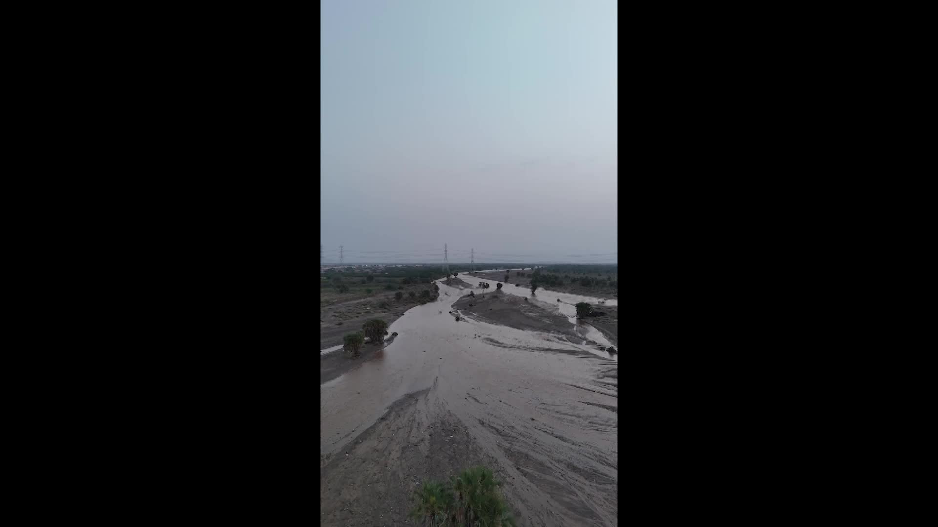 Flash floods in Saudi Arabia - Drone captures submerged land after heavy rains in Asir