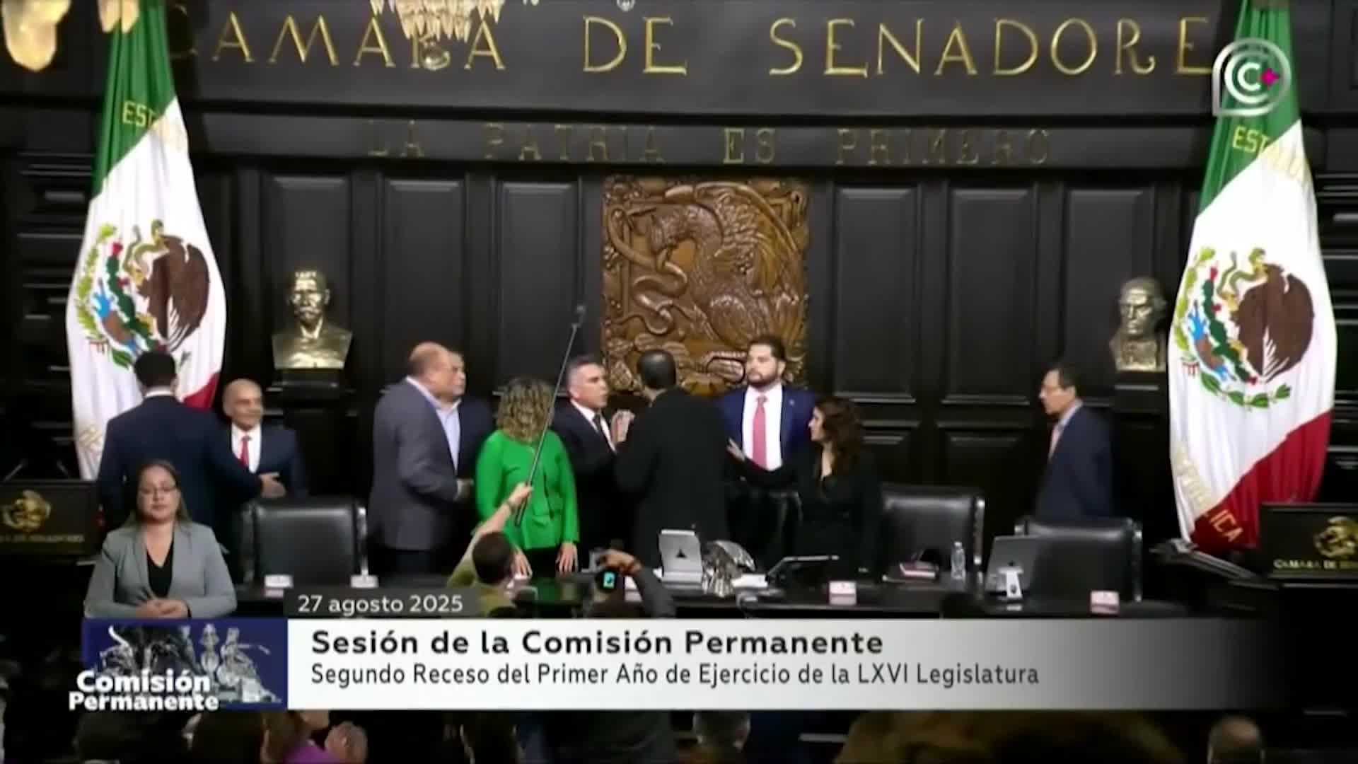 'Heated debate' - Brawl erupts in Mexico's parliament as senator loses control amid tensions over US naval buildup