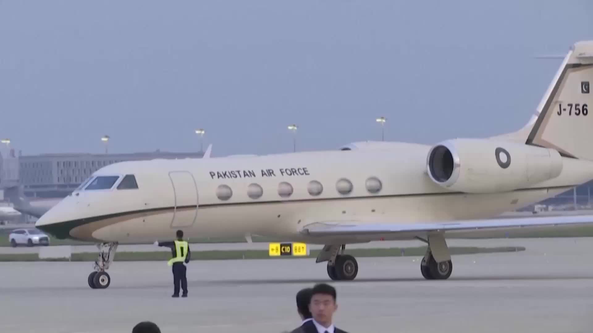 Pakistan flies in  - Prime Minister Sharif lands in Tianjin ahead of 25th SCO summit