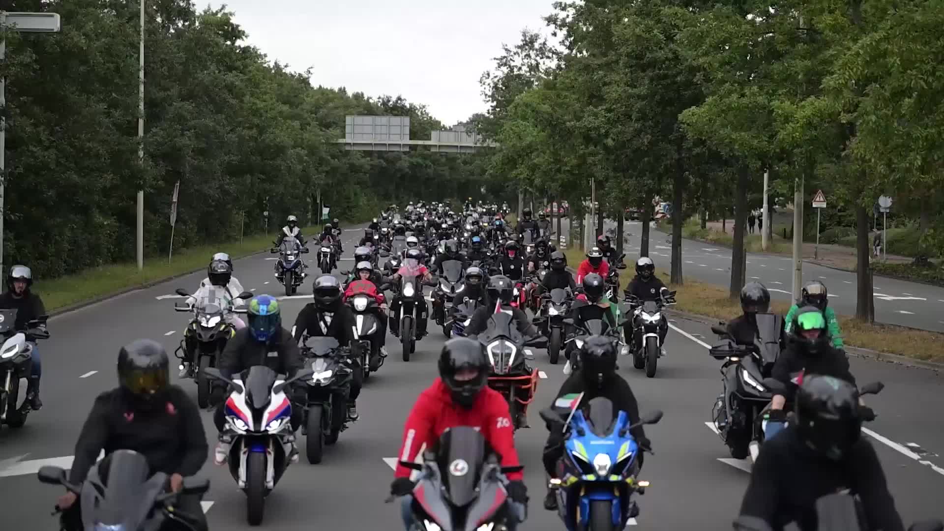 'Too many deaths and nobody does anything' - Motorcyclists ride through The Hague demanding Dutch action to stop war in Gaza