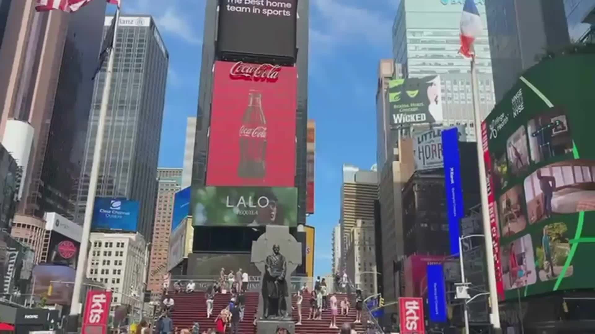 In the heart of New York! Ads for Russia-hosted Intervision music contest spotted on Times Square billboard