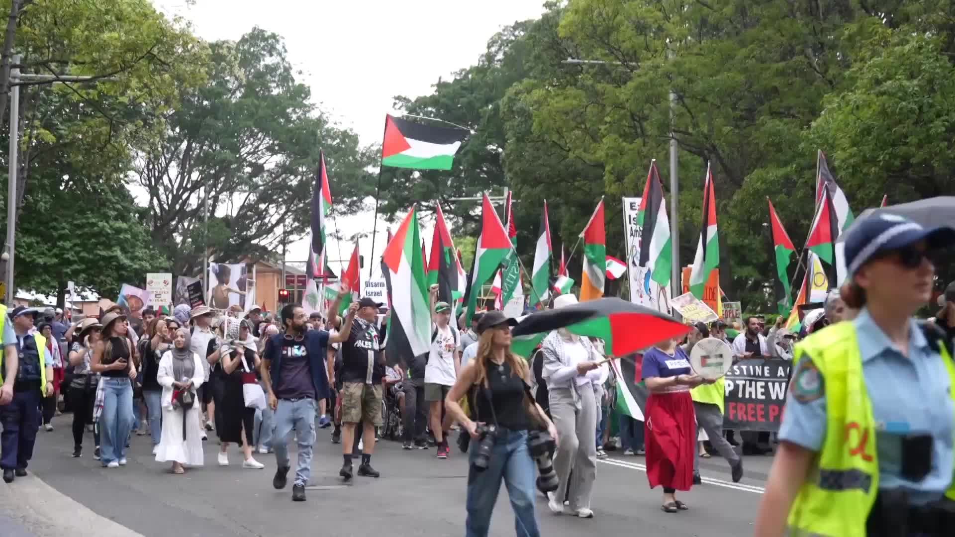 'Peace plan designed to appease unhappy world' - Protesters march in Sydney CBD, doubt Gaza ceasefire