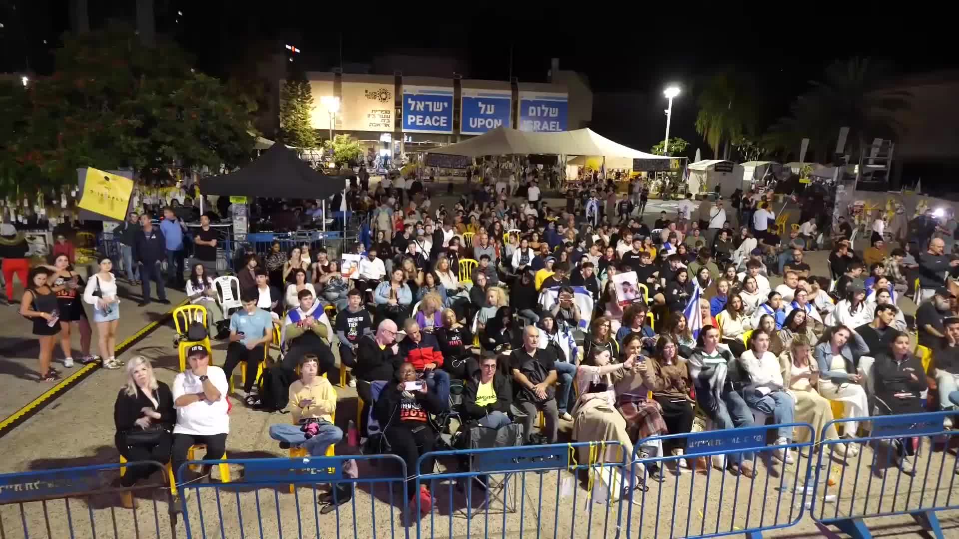 Early start - Hostages Square ALREADY packed out as crowds prepare for return of captives