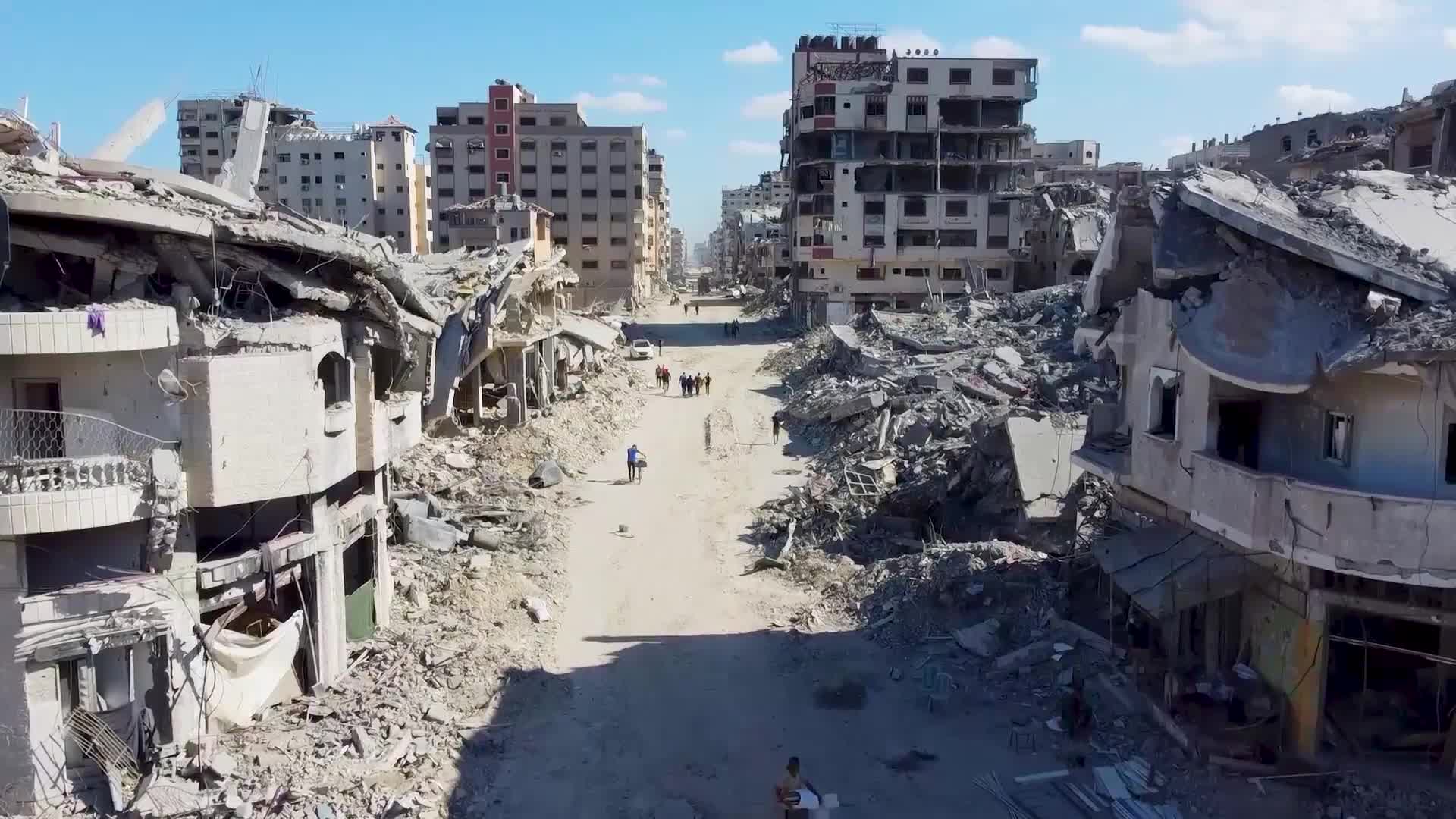 Ground zero in Gaza City - Drone reveals devastation following peace deal