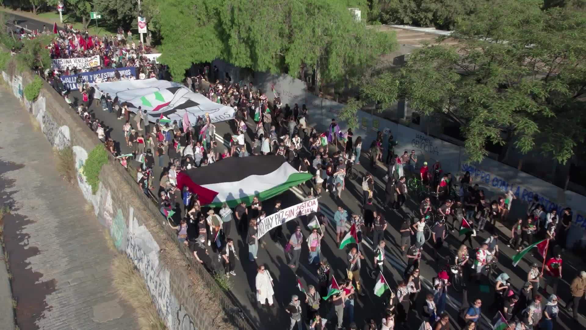 'The genocide continues!' - Santiago protesters accuse Israel of violating ceasefire during solidarity rally