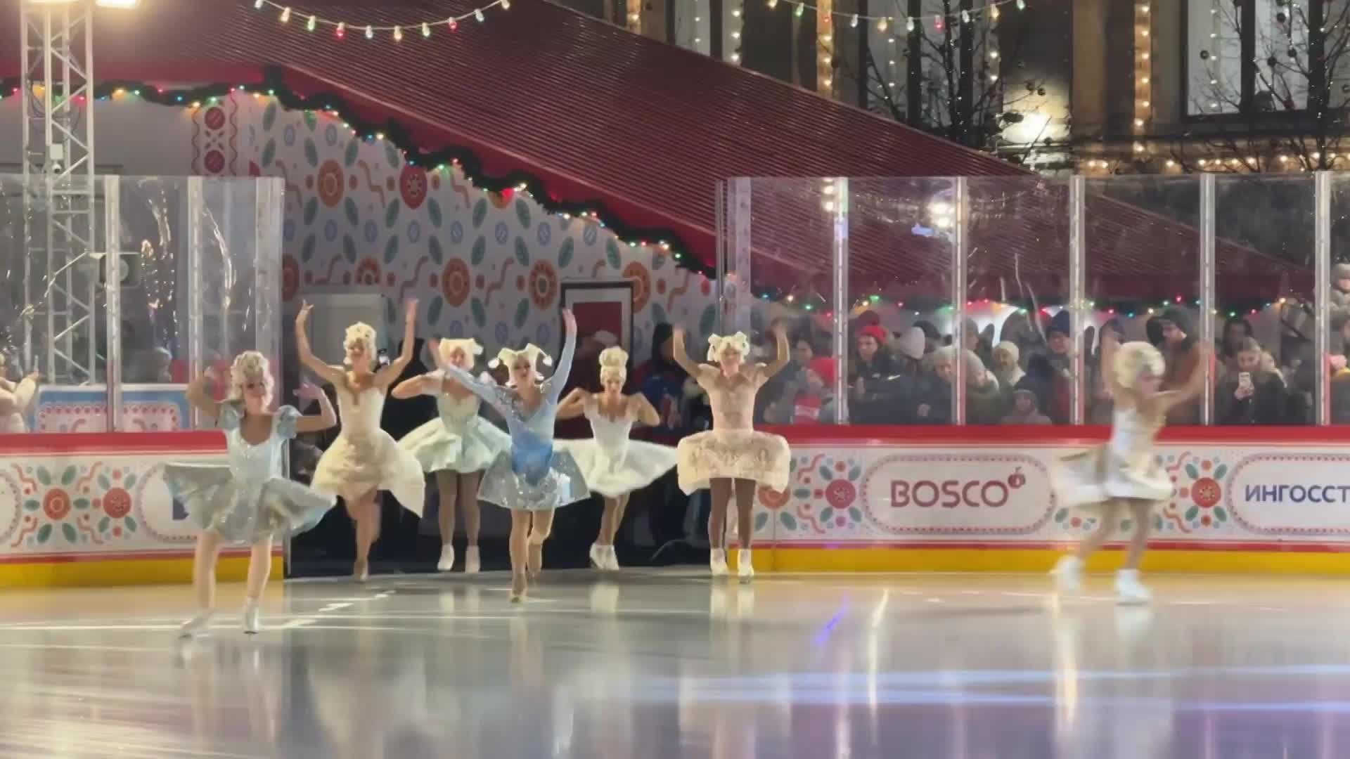 Dancing on ice! - Red Square's iconic GUM ice rink opens with Cinderella and Prince Charming wowing crowds in Moscow